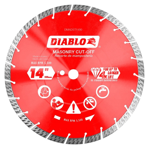 Diablo 14" Diamond Segmented Turbo Cut-Off Discs for Masonry DMADST1400